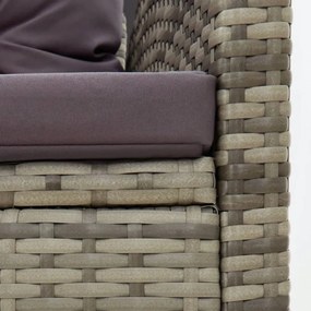 2-részes szürke polyrattan kerti bútorszett párnákkal