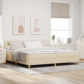 Boxspring Ágy Matraccal Krém 200x200 cm Szövet