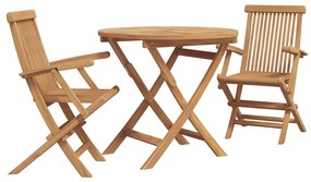 vidaXL Kert étkező szett 3 pcs Barna Tömör Akácfa