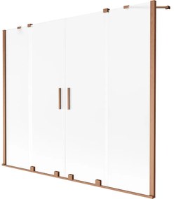 Mexen Velar Duo, 2 szárnyas eltolható kádparaván 180 x 150 cm, 8 mm-es mattüveg, rézmatt, 896-180-000-32-65