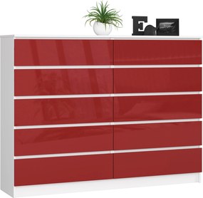 Komód K160 10SZ Clp Pk Piros Fényes Akd
