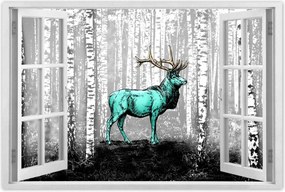 Poszter 60x40 Szarvas Nyírfa Erdő