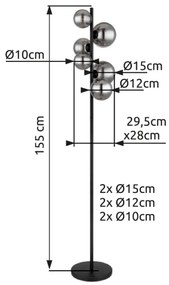 Globo 56133-6S - LED Állólámpa RIHA 6xG9/3,5W/230V füstös/fekete
