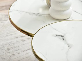 Dohányzóasztal 2 szett Zoya Zest S (fehér márvány + arany). Akció -17%. 1111891