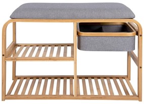 Bench bambusz cipőtartó szürke ülőrésszel, szélesség 70 cm - Leitmotiv