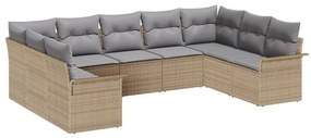 vidaXL Kerti Kanapé Szett tárolóval 9 pcs Bézs polirattan