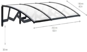 ARTPLAST Bejárati előtető 120x210cm, átlátszó