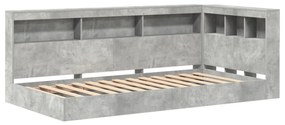 Könyvespolcos ágy Beton szürke 75x190 cm Mérnöki fa