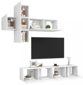 vidaXL 7 részes fehér szerelt fa TV-szekrényszett