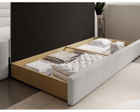 Krémszínű buklé kinyitható-tárolóhelyes kanapé jobb oldali 223 cm Fabillo – ELTAP