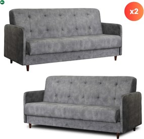 Zestaw 2x Sofa Rozkładana TIVOLI Szara