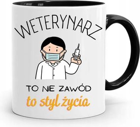 Fekete Bögre Ajándék Állatorvosnak Egy Életstílus, fényképes nyomtatással