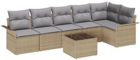 Kerti Kanapé Szett párnával tárolóval 7 pcs Bézs Poli rattan