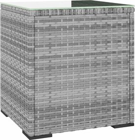 vidaXL szürke polyrattan és edzett üveg kisasztal 40 x 37 x 40,5 cm