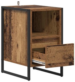 vidaXL Éjjeli asztal fiókkal Öreg fa 39,5 x 30 x 50 cm Faanyag