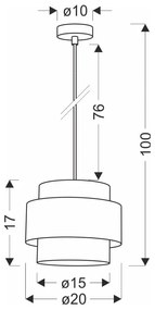 Fekete-natúr színű függőlámpa textil búrával ø 20 cm Twin – Candellux Lighting