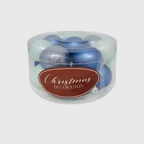 Kék üveg karácsonyi gömb szett 16*3cm