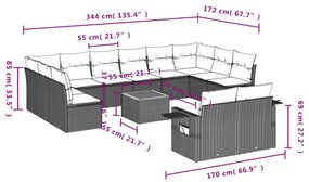 13 részes bézs polyrattan kerti ülőgarnitúra párnákkal