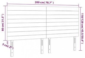sötétbarna szövet LED-es fejtámla 200x5x118/128 cm