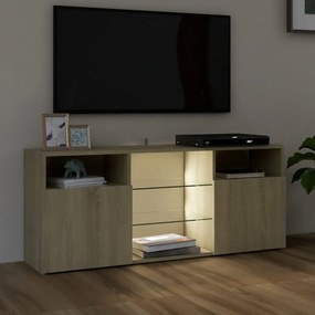 sonoma tölgy színű TV-szekrény LED lámpákkal 120x30x50 cm