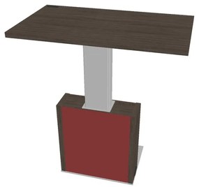 Verno+ S állítható magasságú tárgyalóasztal 120 x 70 cm, antracit tölgy / piros