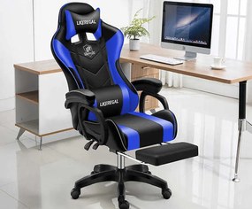 Likeregal 920 gamer szék lábtartóval kék masszázs funkcióval (LI-SW110BL)