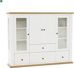 Vitrin MZ6, fehér/grand tölgy, LEON
