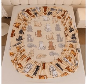 Mikroplüss lepedő COLORED CATS 90x200 cm krémszínű