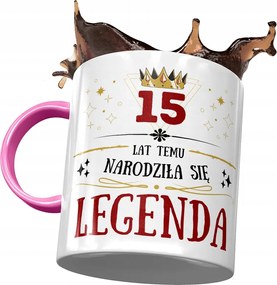 Rózsaszín Bögre Születésnapra 15 15. 15. Ajándék Nyomtatott Fotóval