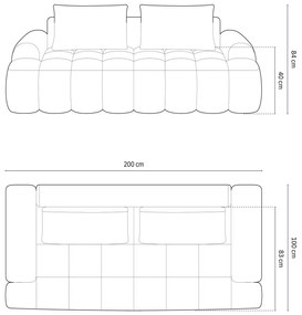 Petróleum színű bársony kanapé 200 cm Linz – Cosmopolitan Design