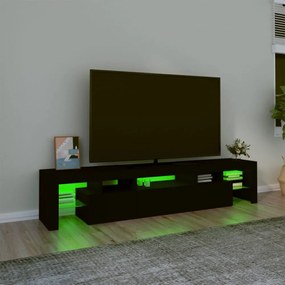 fekete TV-szekrény LED-világítással 200x36,5x40 cm