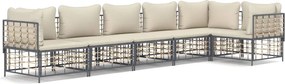 vidaXL 6 részes antracitszürke polyrattan kerti ülőgarnitúra párnákkal