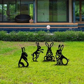 Rabbits fém kerti dísz, 22×35 cm