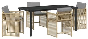 vidaXL Kert étkező szett 5 pcs Bézs polirattan