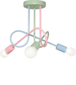 Felületre szerelt OXFORD csillár 3xE27/15W/230V zöld/rózsaszín/kék