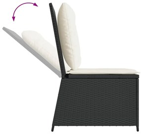 fekete polyrattan dönthető kerti kanapé párnákkal