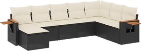 vidaXL 8 részes fekete polyrattan kerti ülőgarnitúra párnákkal