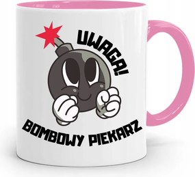 Rózsaszín Bögre Péknek Figyelem Bomba Pék nyomtatott fényképpel