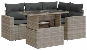 vidaXL 5 részes világosszürke polyrattan kerti ülőgarnitúra párnákkal