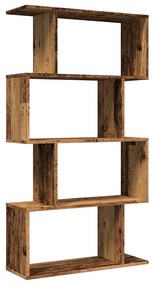 4 szintes antik fa színű fa elválasztó könyvespolc 70x24x129 cm