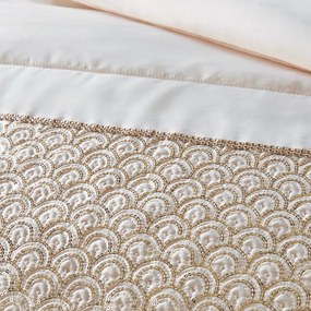 Bézs mikroszatén steppelt ágytakaró 240x260 cm Deco Sequin – Catherine Lansfield