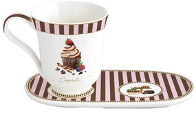 Porcelán kakaós bögre keksztartós alj 375 ml díszdobozban Sweet Moments