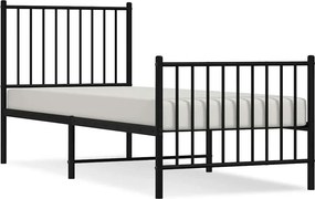 vidaXL fekete fém ágykeret fej- és lábtámlával 75 x 190 cm