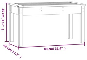 fekete tömör fenyőfa kerti pad 80x44x45 cm