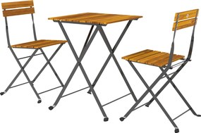 Outsunny 2 személyes teak bisztrógarnitúra – összecsukható székek és asztal | Aosom