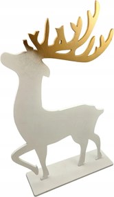 Nagy Rénszarvas Fehér Arany szarvakkal Karácsonyi dekoráció Szarvas az állványon