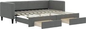 vidaXL sötétszürke kihúzható szövet heverő fiókokkal 80 x 200 cm