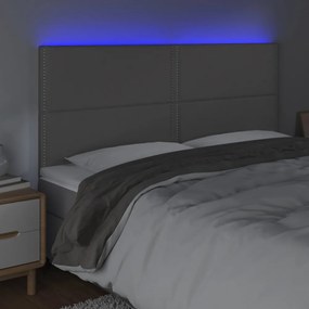 szürke műbőr LED-es fejtámla 200x5x118/128 cm
