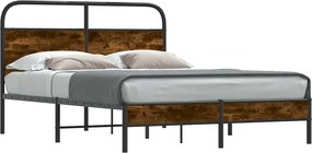 vidaXL ágykeret matrac nélkül 140x190 cm füstölt tölgy fűrészelt fa