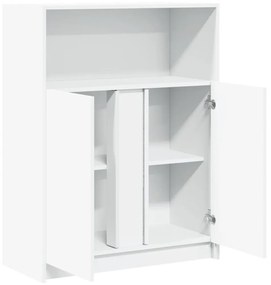 fehér szerelt fa tálalószekrény LED-del 77 x 34 x 100 cm